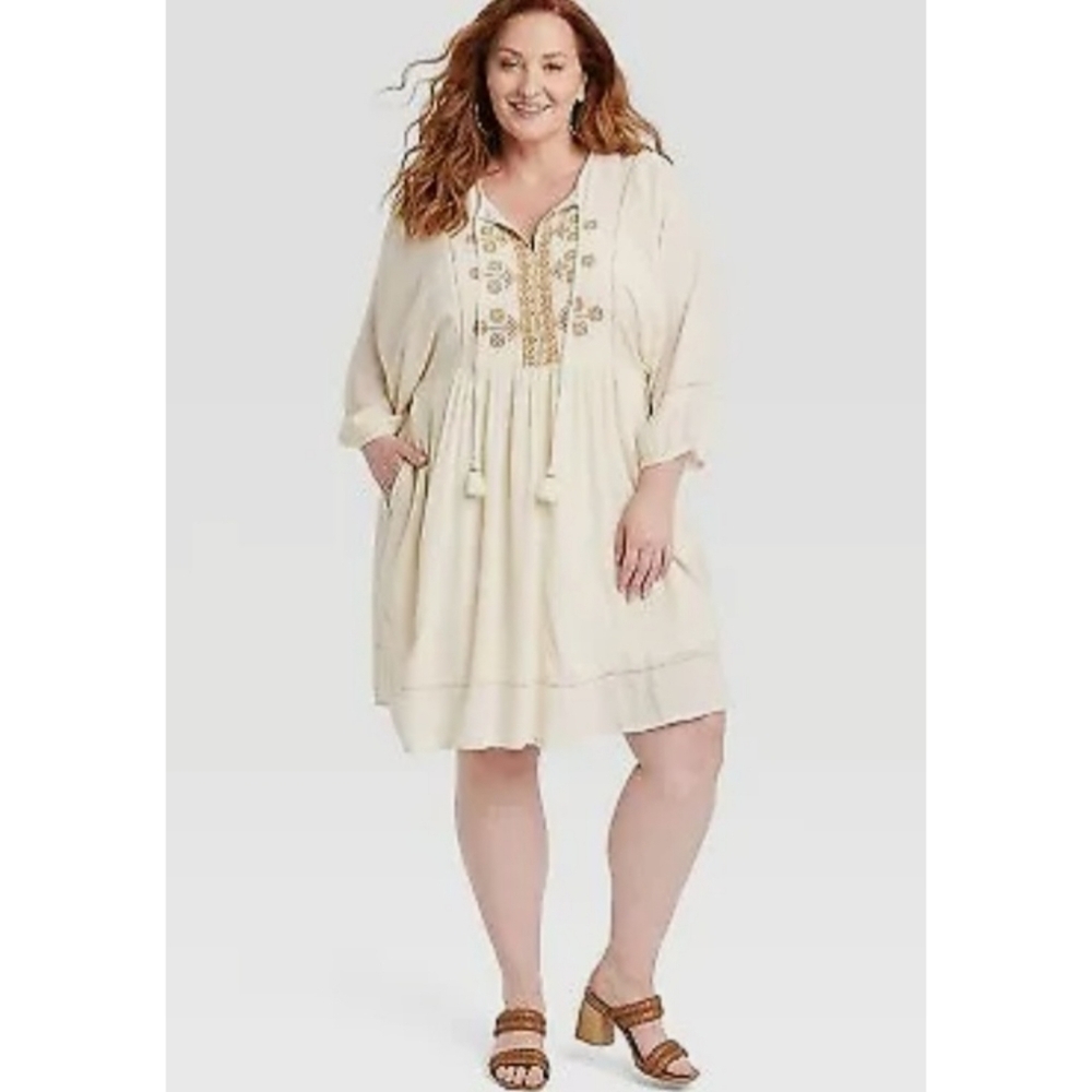 NEW Knox Rose Bishop 3/4 Sleeve A-Line Dress